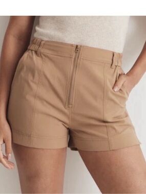 Madewell XLarge Shorts Zip-Front Tapered Shorts in Seed Khaki pockets NWT